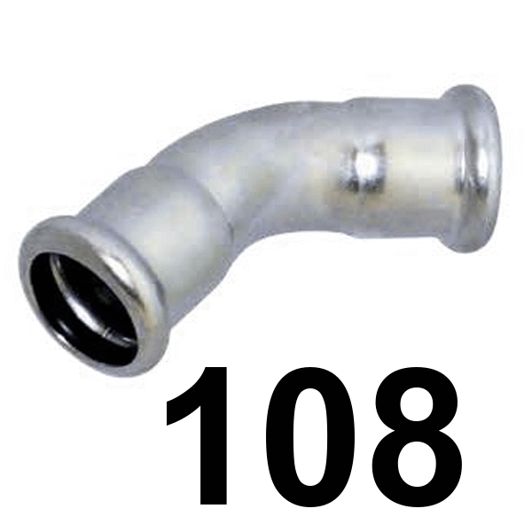 Curva inoxpres 45 HH 108 INOX A316L, 