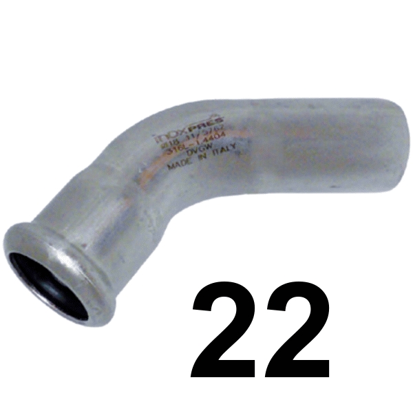 Curva inoxpres 45 HM 22 INOX A316L, 