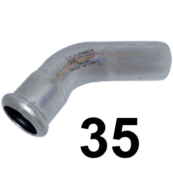 Curva inoxpres 45 HM 35 INOX A316L, 