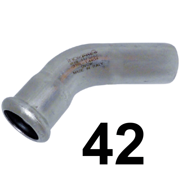Curva inoxpres 45 HM 42 INOX A316L, 