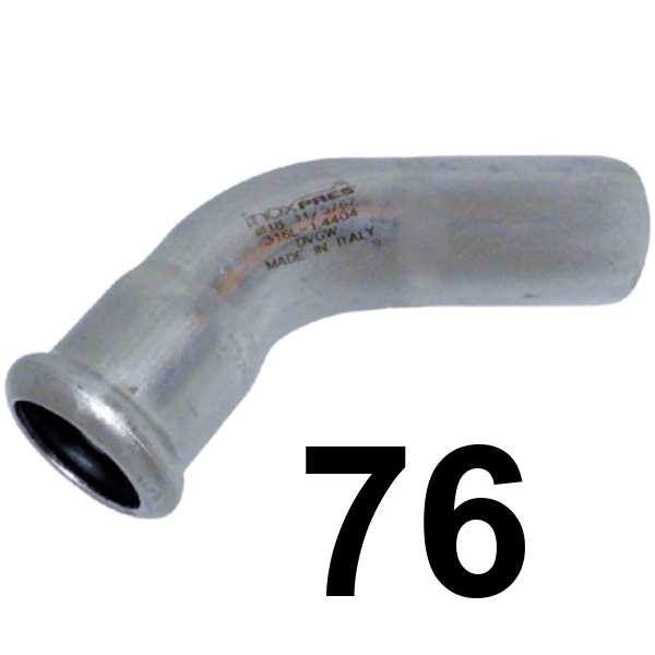Curva inoxpres 45 HM 76 INOX A316L, 