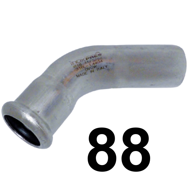 Curva inoxpres 45 HM 88 INOX A316L, 