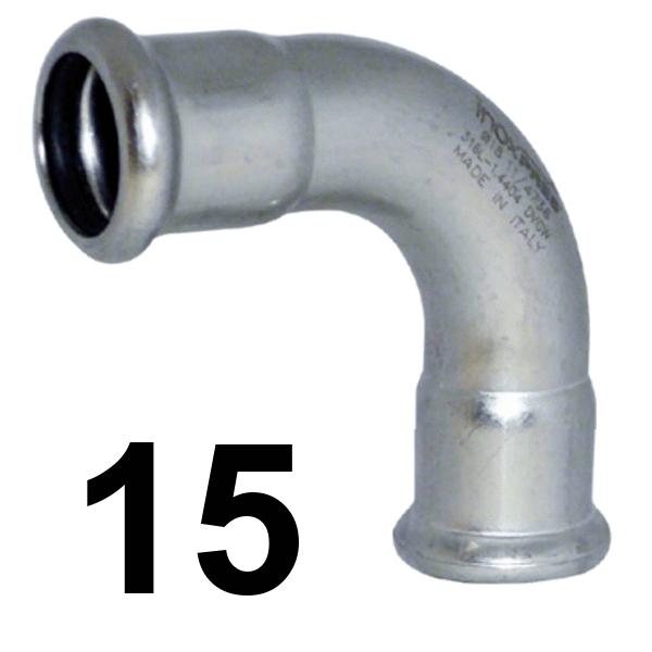 Curva inoxpres 90 HH 15 INOX A316L, 