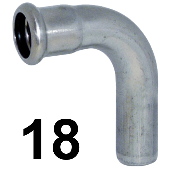 Curva inoxpres 90 HM 18 INOX A316L, 