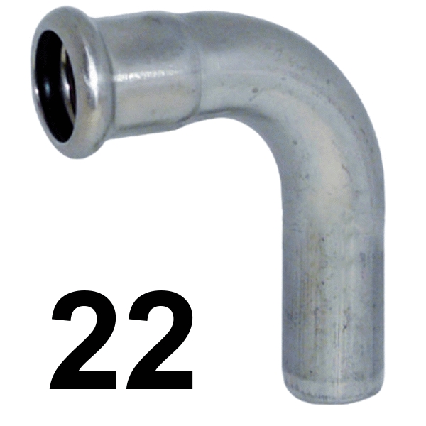 Curva inoxpres 90 HM 22 INOX A316L, 