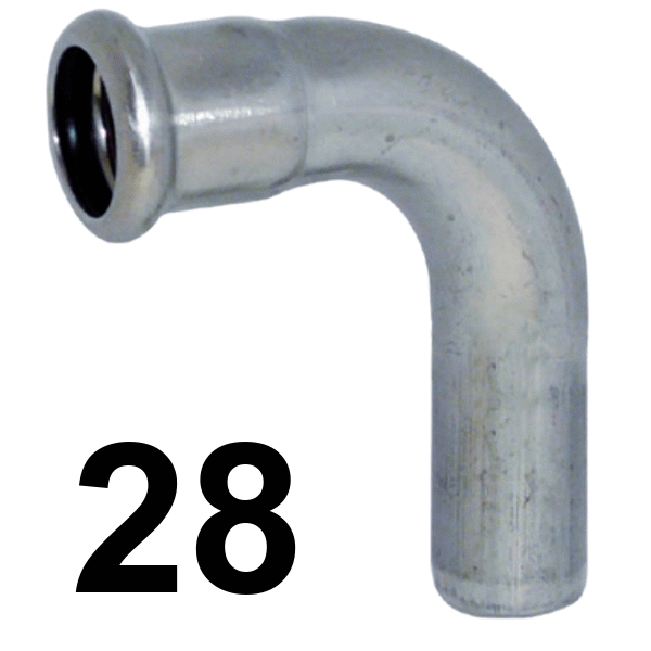 Curva inoxpres 90 HM 28 INOX A316L, 