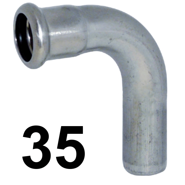 Curva inoxpres 90 HM 35 INOX A316L, 
