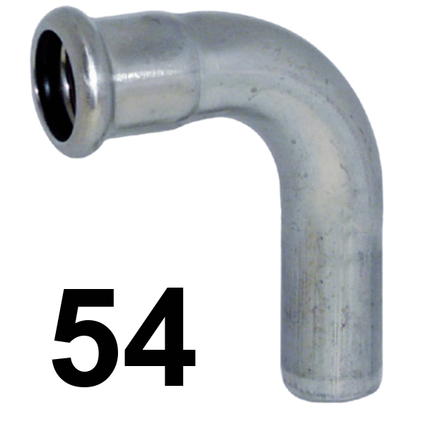 Curva inoxpres 90 HM 54 INOX A316L, 