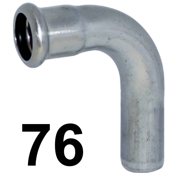 Curva inoxpres 90 HM 76 INOX A316L, 