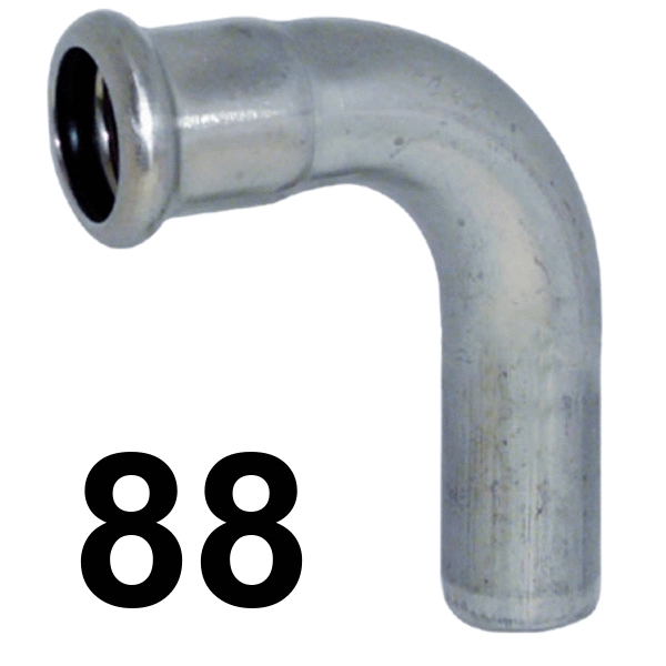 Curva inoxpres 90 HM 88 INOX A316L, 
