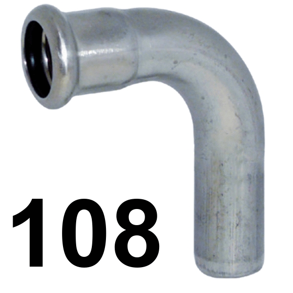 Curva inoxpres 90 HM 108 INOX A316L, 