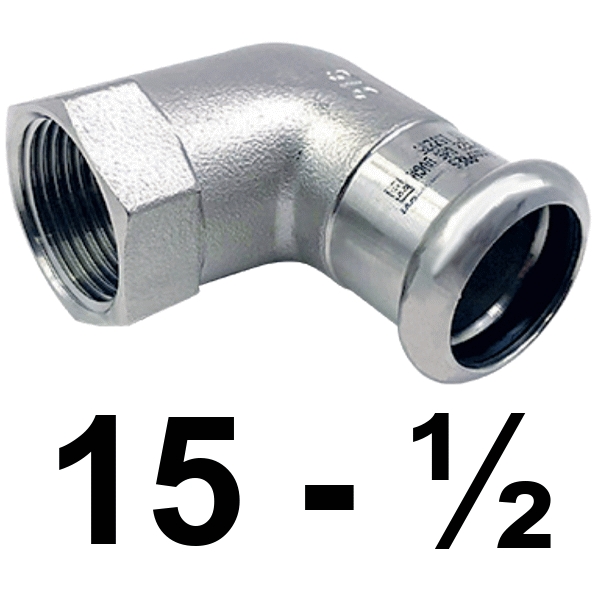 Codo hembra inoxpres 15 - 1/2"  INOX A316L, 