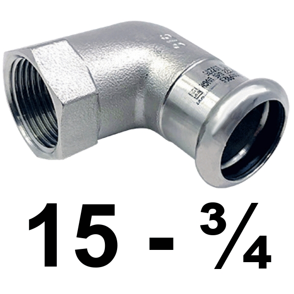 Codo hembra inoxpres 15 - 3/4"  INOX A316L, 