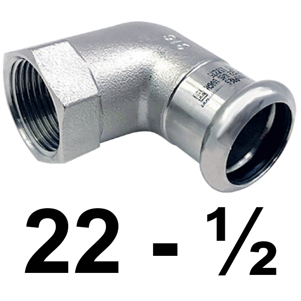 Codo hembra inoxpres 22 - 1/2"  INOX A316L, 