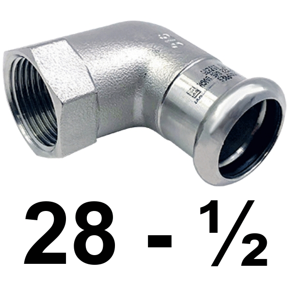 Codo hembra inoxpres 28 - 1/2"  INOX A316L, 