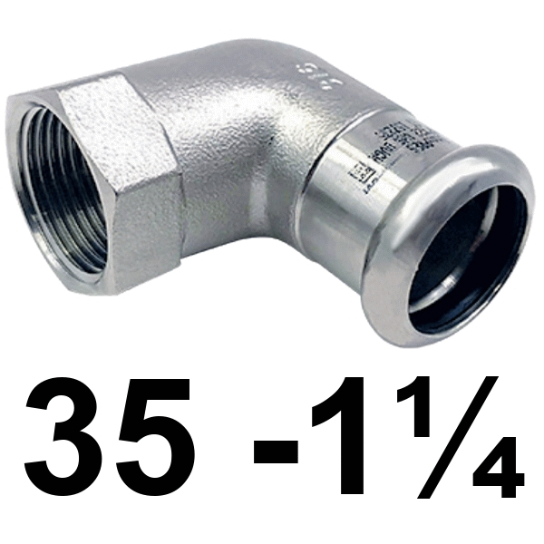 Codo hembra inoxpres 35 - 1 1/4"  INOX A316L, 