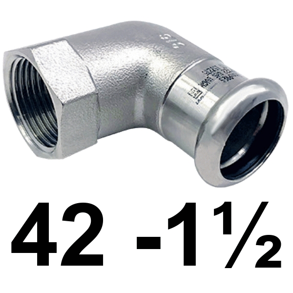 Codo hembra inoxpres 42 - 1.1/2"  INOX A316L, 