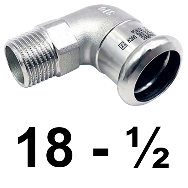 Codo macho inoxpres 18 - 1/2"  INOX A316L, 