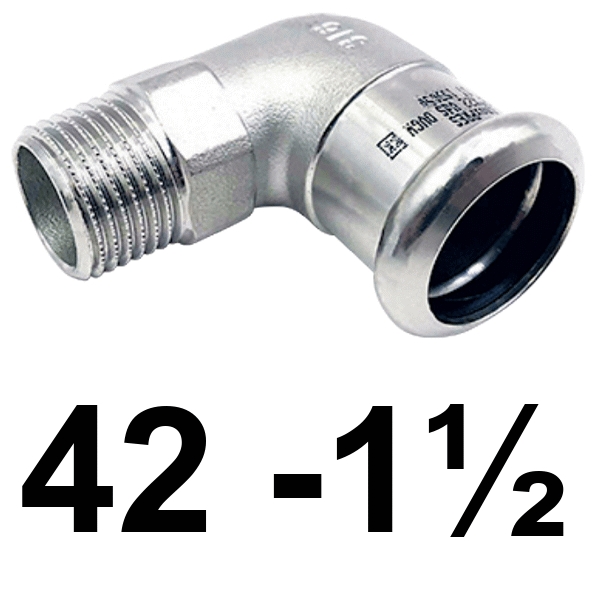 Codo macho inoxpres 42 - 1 1/2"  INOX A316L, 
