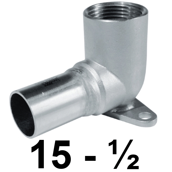 Codo 90 placa MH  Inoxpres 15 x 1/2  INOX A316L, 