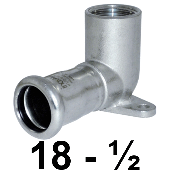 Codo placa inoxpres 18 - 1/2"  INOX A316L, 