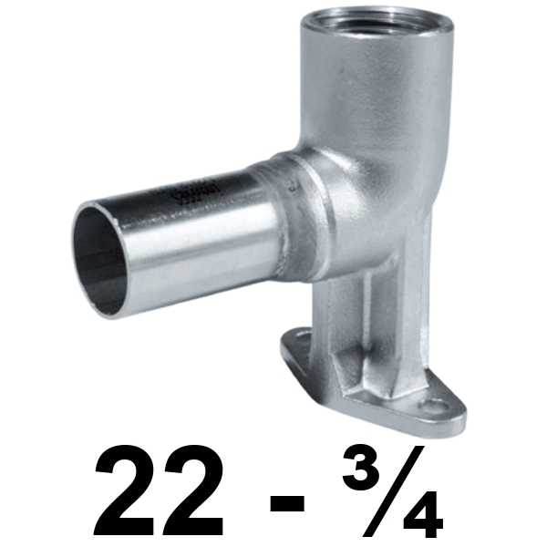 Codo 90 placa distanciador MH  Inoxpres 22 x 3/4  INOX A316L, 