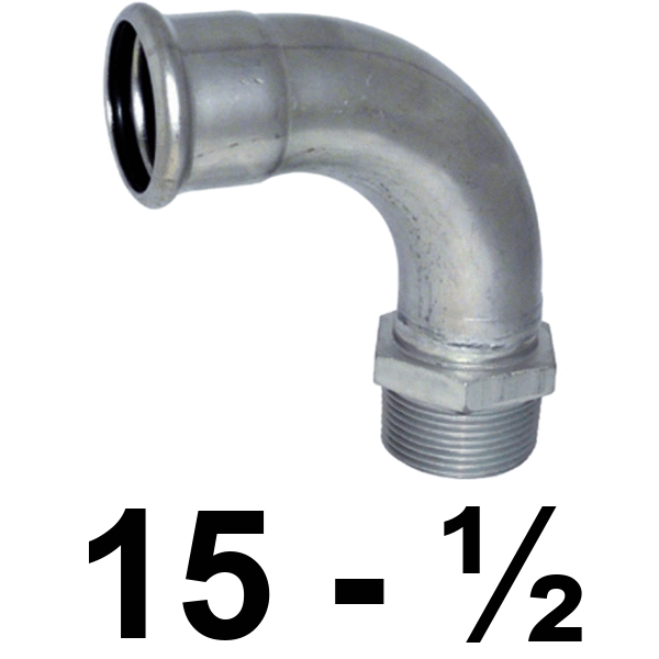 Curva macho inoxpres 15 - 1/2"  INOX A316L, 