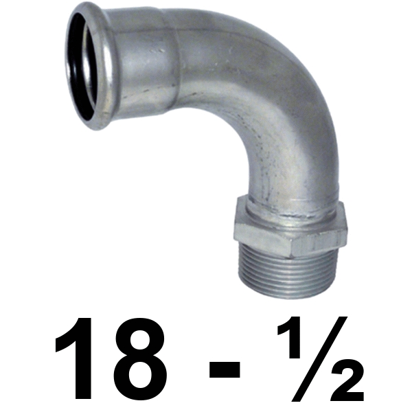 Curva macho inoxpres 18 - 1/2"  INOX A316L, 