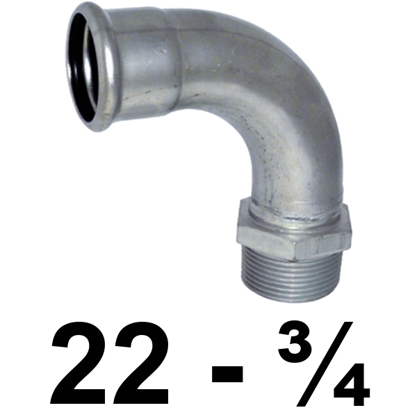 Curva macho inoxpres 22 - 3/4"  INOX A316L, 