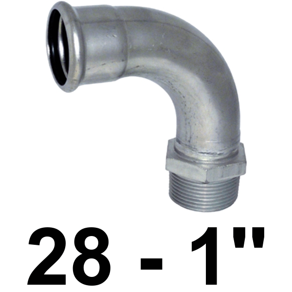 Curva macho inoxpres 28 - 1"  INOX A316L, 