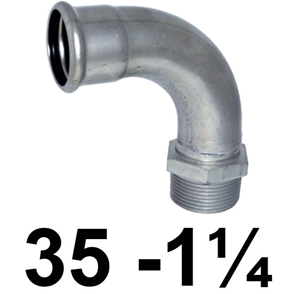 Curva macho inoxpres 35 - 1.1/4"  INOX A316L, 