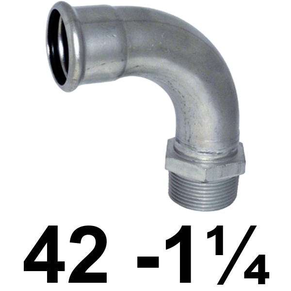 Curva macho inoxpres 42 - 1.1/4"  INOX A316L, 