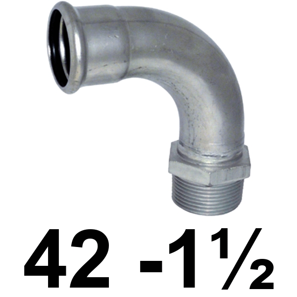 Curva macho inoxpres 42 - 1.1/2"  INOX A316L, 