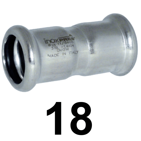 Manguito inoxpres HH 18   INOX A316L, 