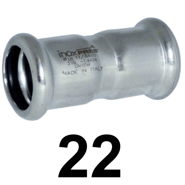 Manguito inoxpres HH 22   INOX A316L, 