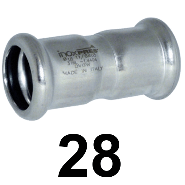 Manguito inoxpres HH 28   INOX A316L, 