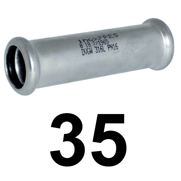Manguito sin tope inoxpres 35  INOX A316L, 