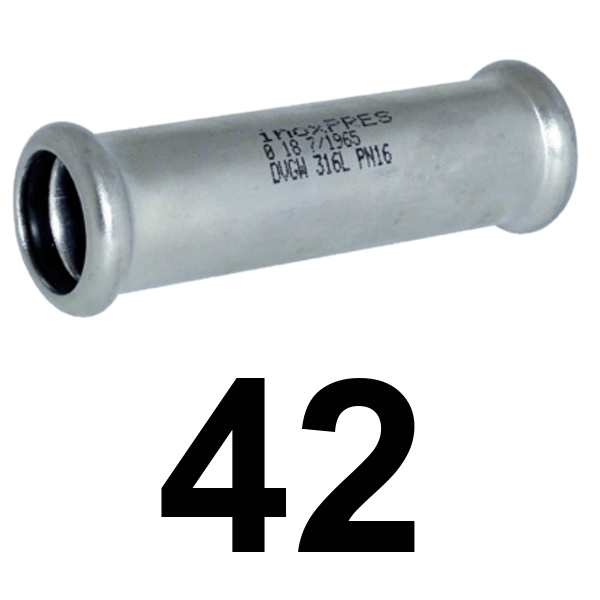 Manguito sin tope inoxpres 42  INOX A316L, 