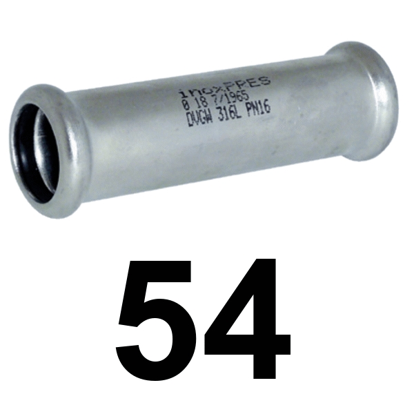 Manguito sin tope inoxpres 54  INOX A316L, 