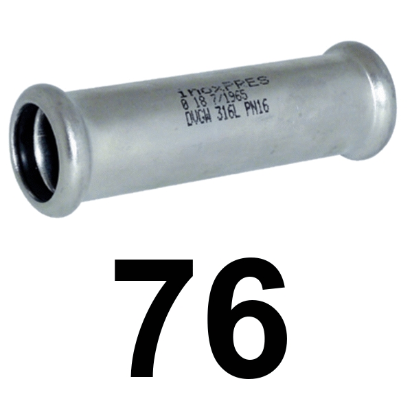 Manguito sin tope inoxpres 76  INOX A316L, 