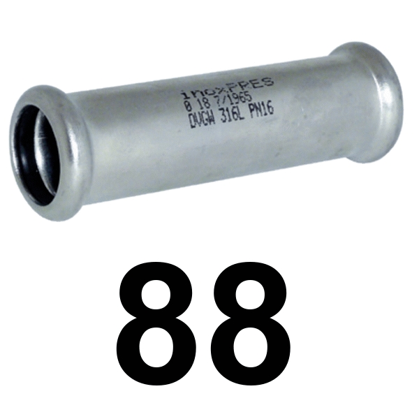 Manguito sin tope inoxpres 88  INOX A316L, 