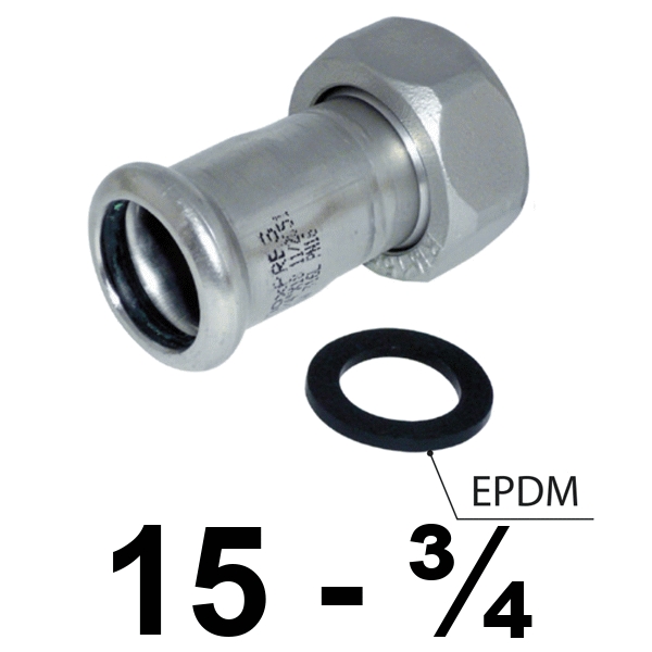 Racor 2 piezas inoxpres 15 - 3/4"  INOX A316L, RACOR LOCO