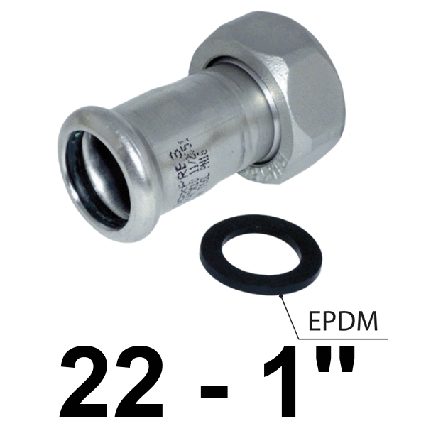 Racor 2 piezas inoxpres 22 - 1"  INOX A316L, RACOR LOCO