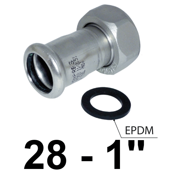 Racor 2 piezas inoxpres 28 - 1"  INOX A316L, RACOR LOCO