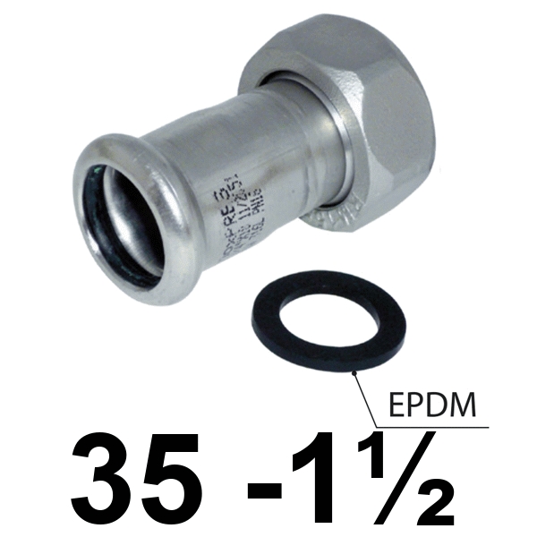 Racor 2 piezas inoxpres 35 - 1 1/2"  INOX A316L, RACOR LOCO