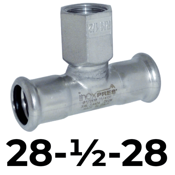 Te rosc. inoxpres 28 - 1/2" - 28  INOX A316L, 