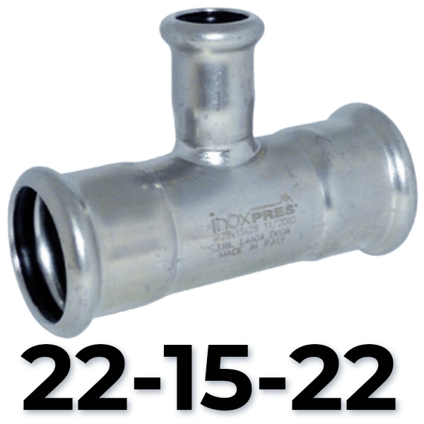 Te red. inoxpres HHH 22 - 15 - 22   INOX A316L, reducida acero inoxidable