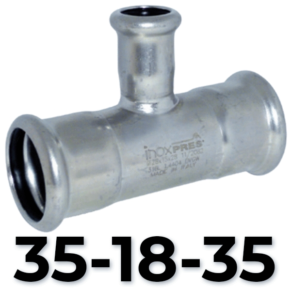 Te red. inoxpres HHH 35 - 18 - 35   INOX A316L, reducida acero inoxidable