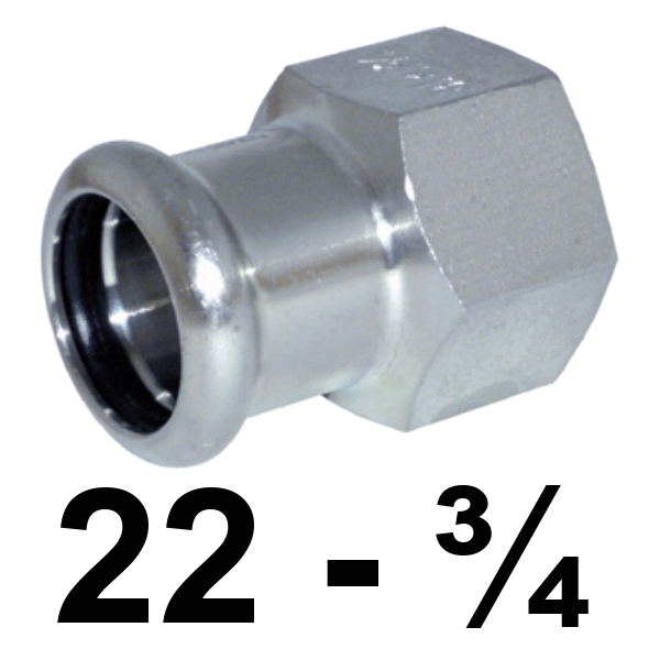 Unin hembra inoxpres 22 - 3/4"  INOX A316L, 