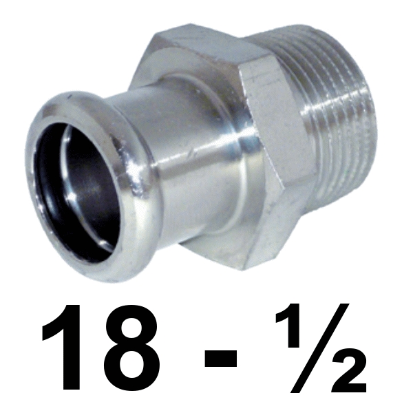 Unin macho inoxpres 18 - 1/2"  INOX A316L, 